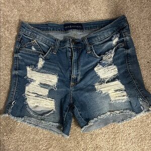Rock & Republic Distressed Blue Jean Shorts